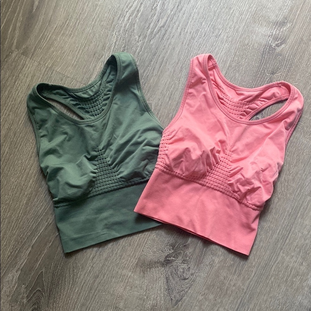 Women's Pink and Green Sports Bras